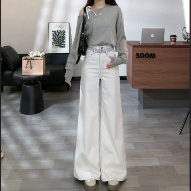 SOOM【月光灰】小个子春季复古显瘦高腰宽松微喇百搭牛仔裤#9166