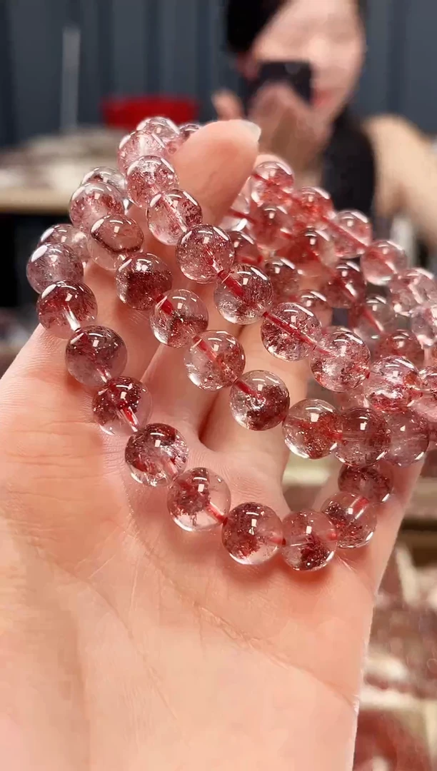 未镶嵌手串水晶金草莓超七单圈手串9mm【多样性发一】