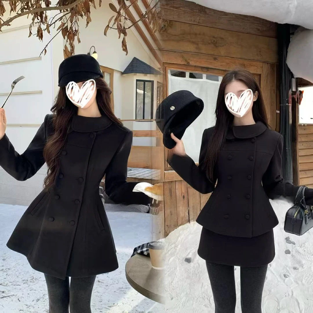 保暖厚款网红休闲秋冬中长款百搭毛呢外套大衣常规