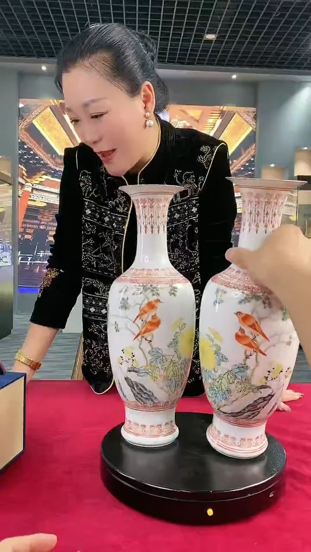 瓷片闪购链接/4/花鸟/对瓶