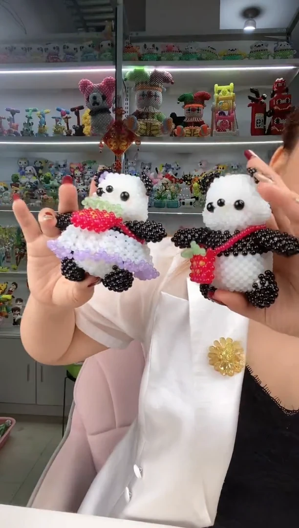 玻璃1124卡4水晶情侣熊猫材料包1对