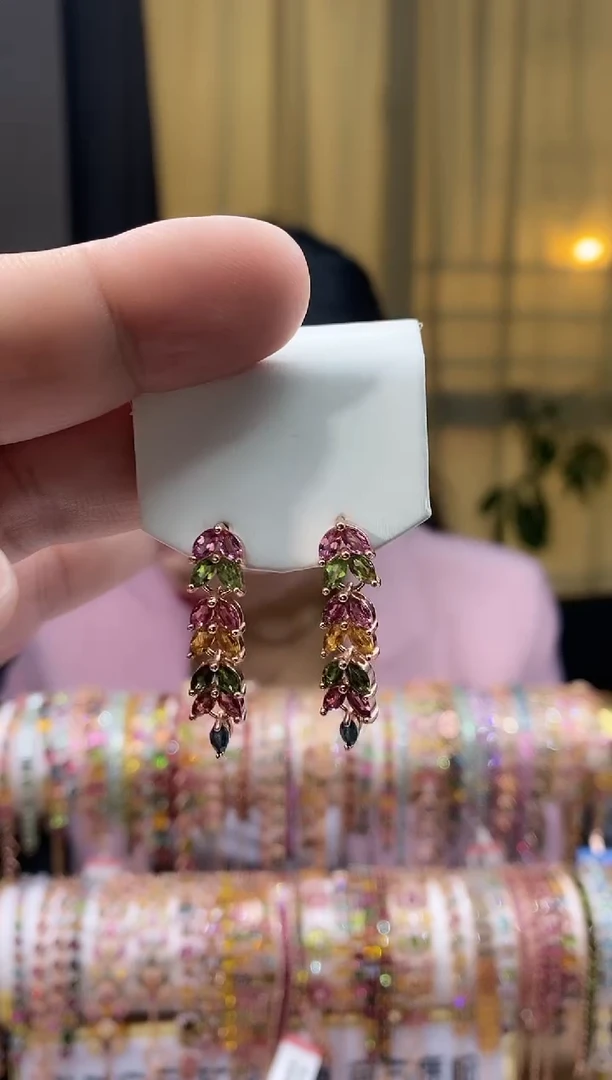 【闪购商品】碧玺耳钉银S925镶嵌1061615655665