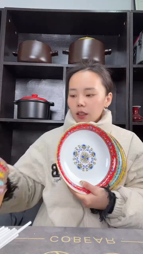 【闪购商品】瓷片五色的珐琅擦的盘子