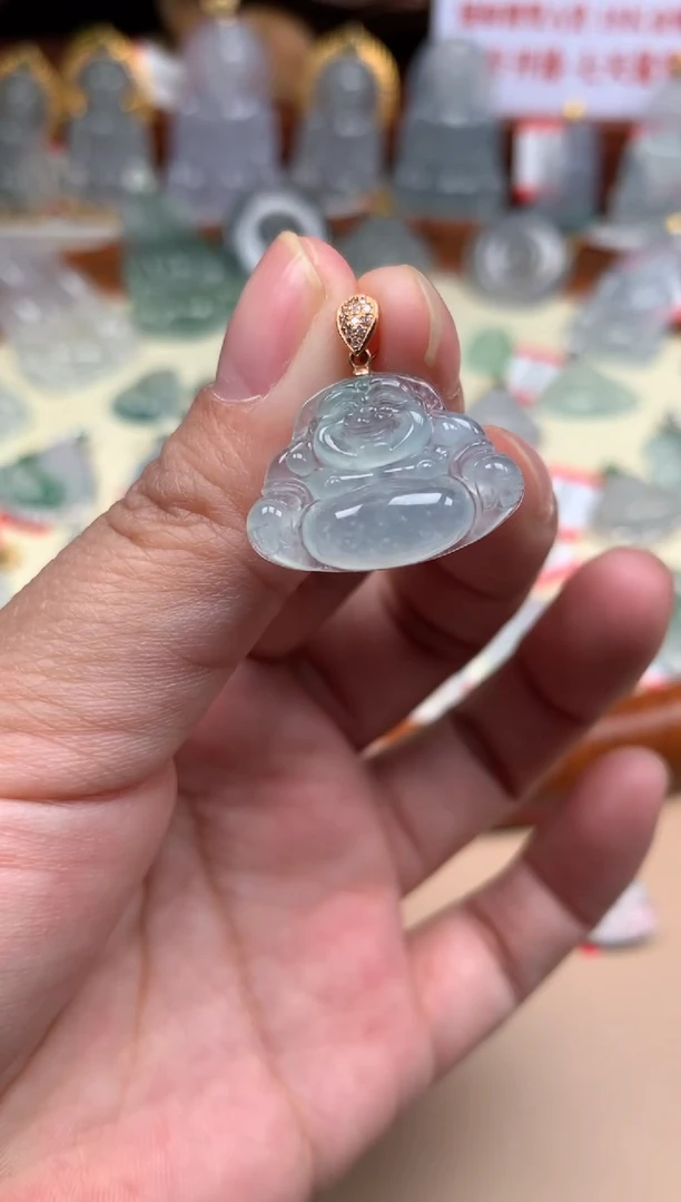 【闪购商品】翡翠颈饰18K金镶嵌佛公