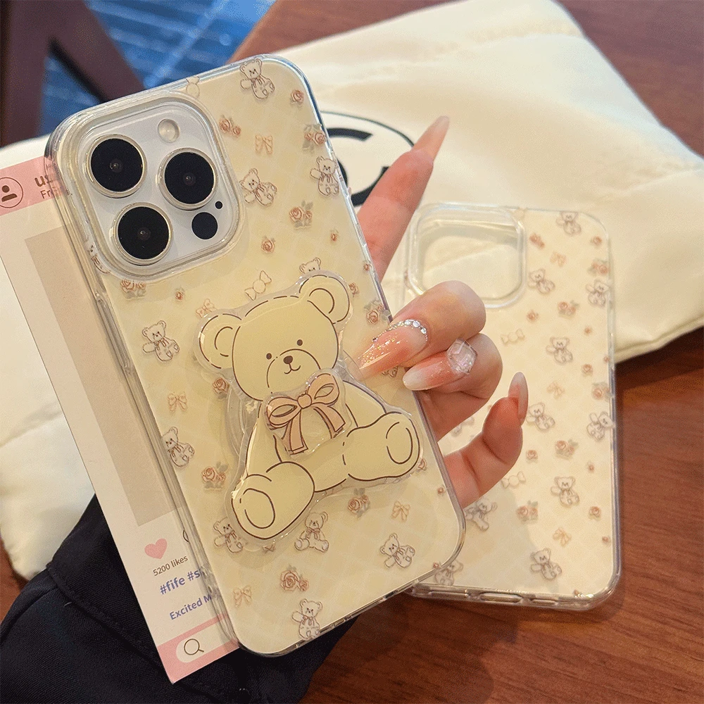 碎花小熊适用苹果iphone小米15/14/13promax防摔vivo华为oppo手机