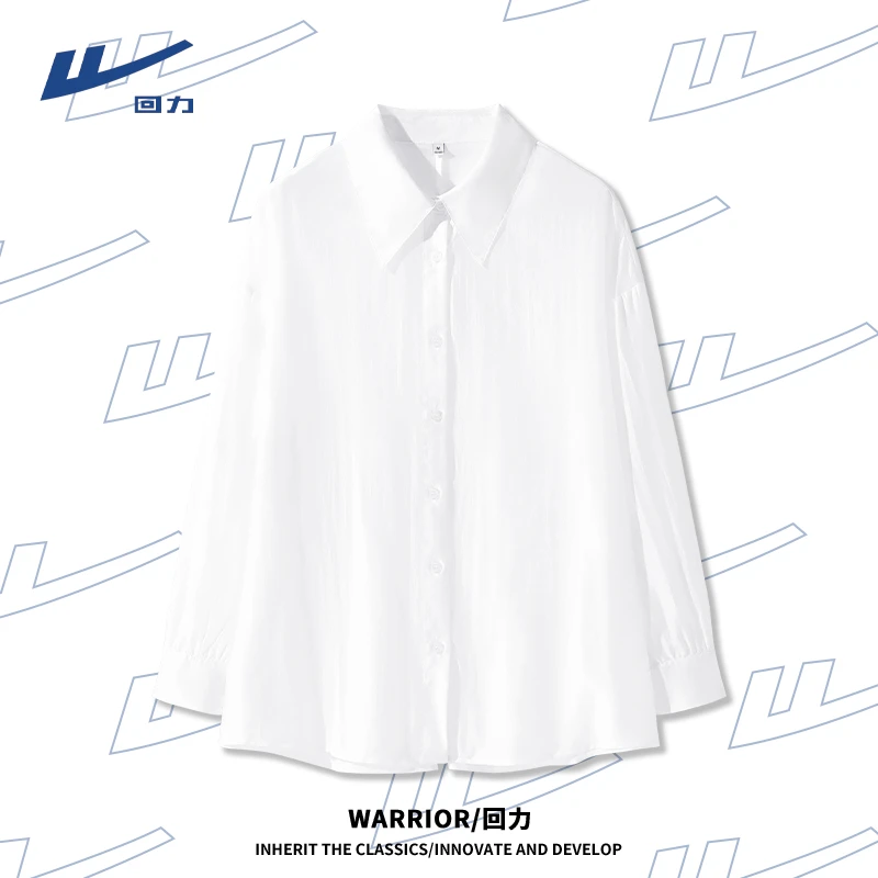 Warrior/回力韩系宽松长袖常规衬衫百搭上衣夏季女装休闲简约时尚
