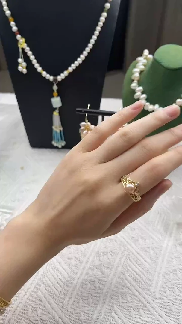 未镶嵌戒指淡水珍珠皇冠戒指