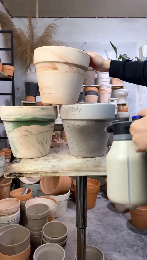 26*24陶盆3色组合 3盆无托