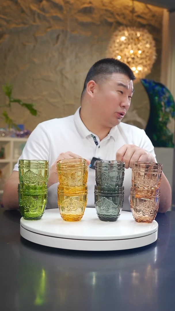 浮雕水杯8只 4种颜色