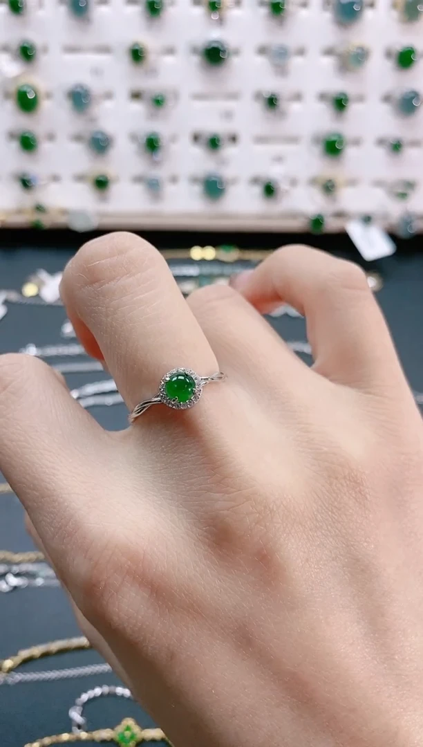 【闪购商品】翡翠戒指银S925镶嵌天然翡翠