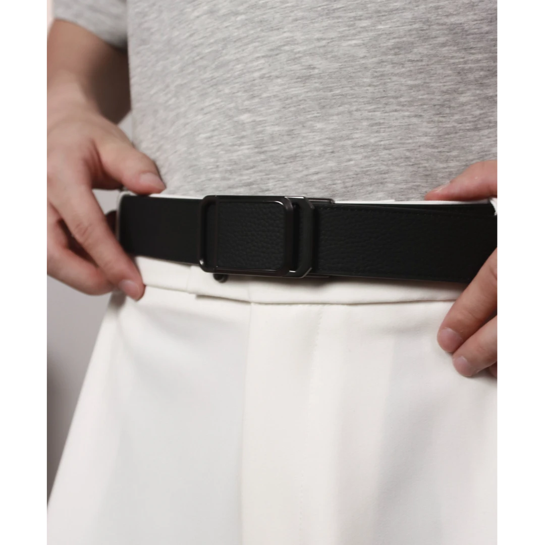 TYD光洙穿搭 头层牛皮荔枝纹方头百搭男皮带 39039