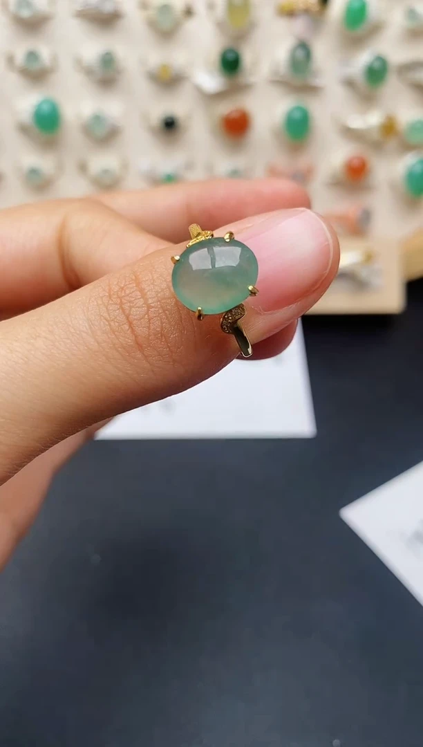 【闪购商品】翡翠戒指银S925镶嵌缅甸翡翠