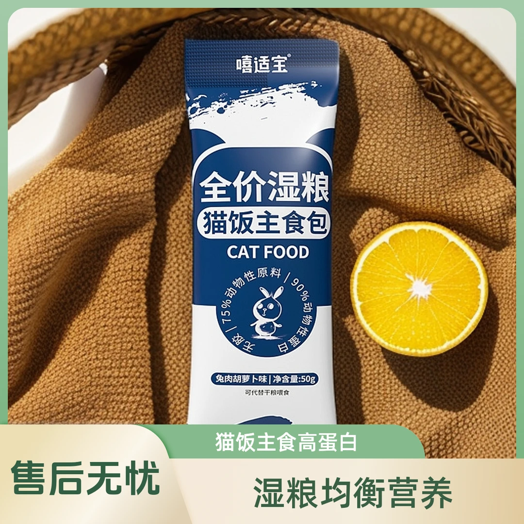 猫咪全价主食猫饭鸡牛兔高蛋白营养均衡湿粮嘻适宝小猫饭主食包