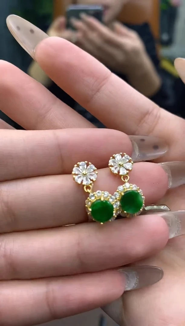 颈饰银S925镶嵌翡翠净货15622