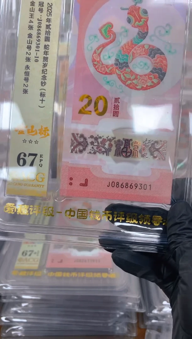 塑料2025蛇钞 真钞 评价封装 标十