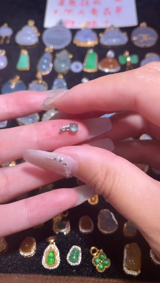 吊坠(不含链)银S925镶嵌翡翠天然a货