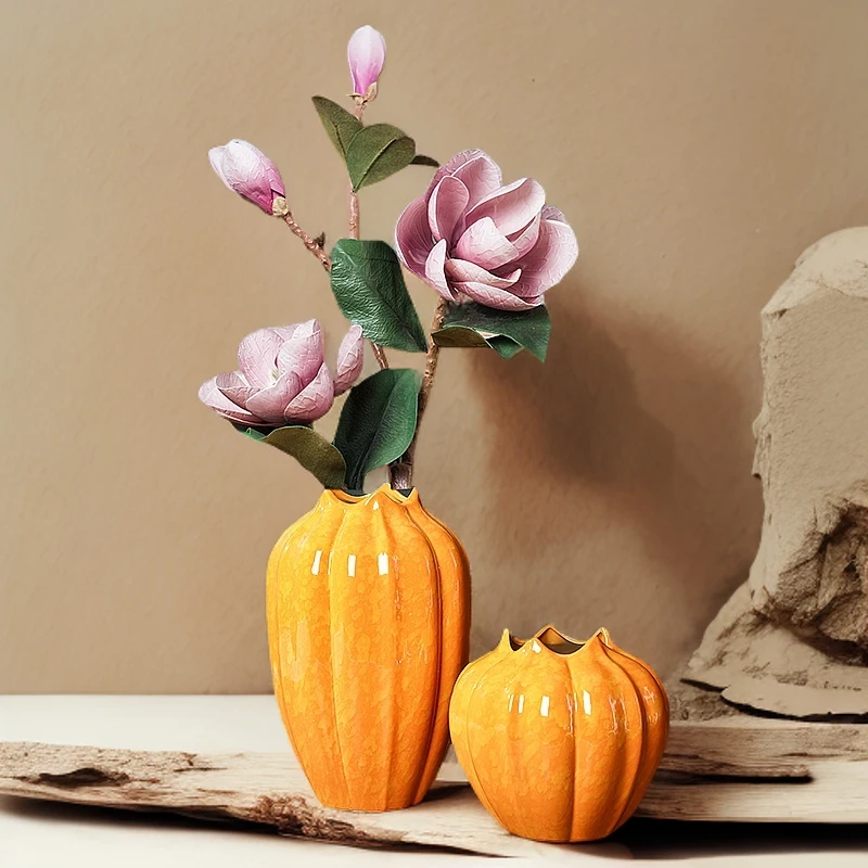 现代简约南瓜花瓶陶瓷摆件客厅家居装饰轻奢高级感鲜花瓶水培绿植