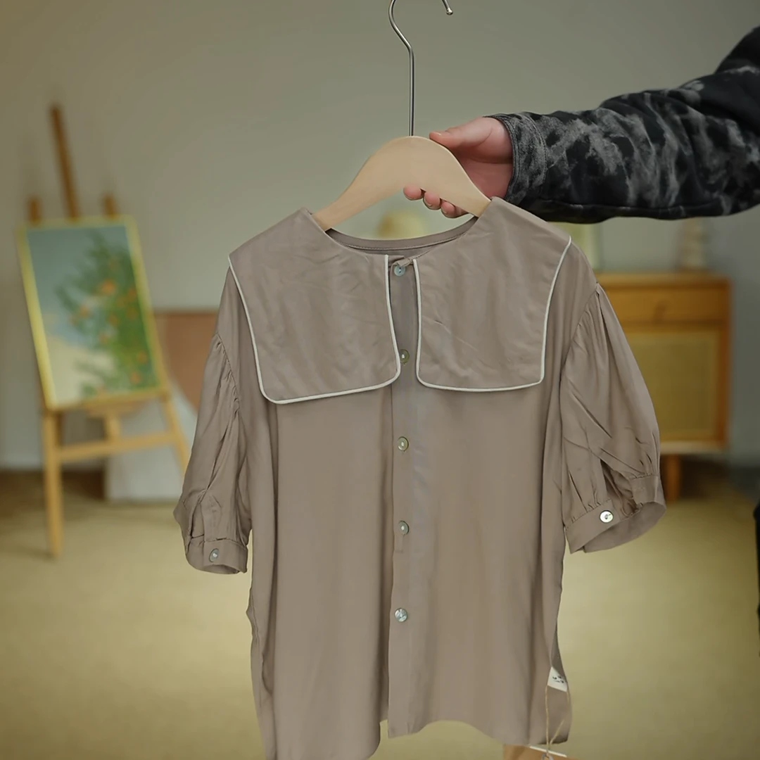 113321【叁】韩系娃娃领衬衫   【夏款】