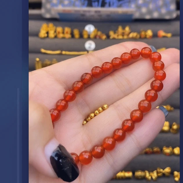 足金999卡3蹦迪6颗玛 瑙手串/ 多样性发