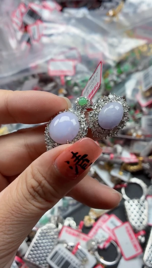 银S925镶嵌戒指翡翠天然A货缅甸翡翠