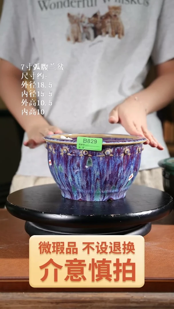 微瑕7寸弧腹兰盆  829