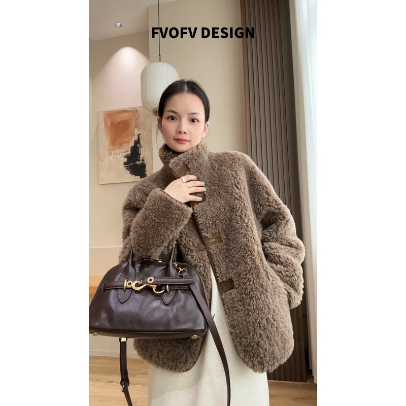 FVOFV【小暖炉】万人迷毛毛外套～全羊毛贵气显瘦保暖外套HN0001