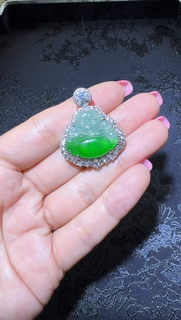 【闪购商品】翡翠吊坠(不含链)银S925镶嵌佛公