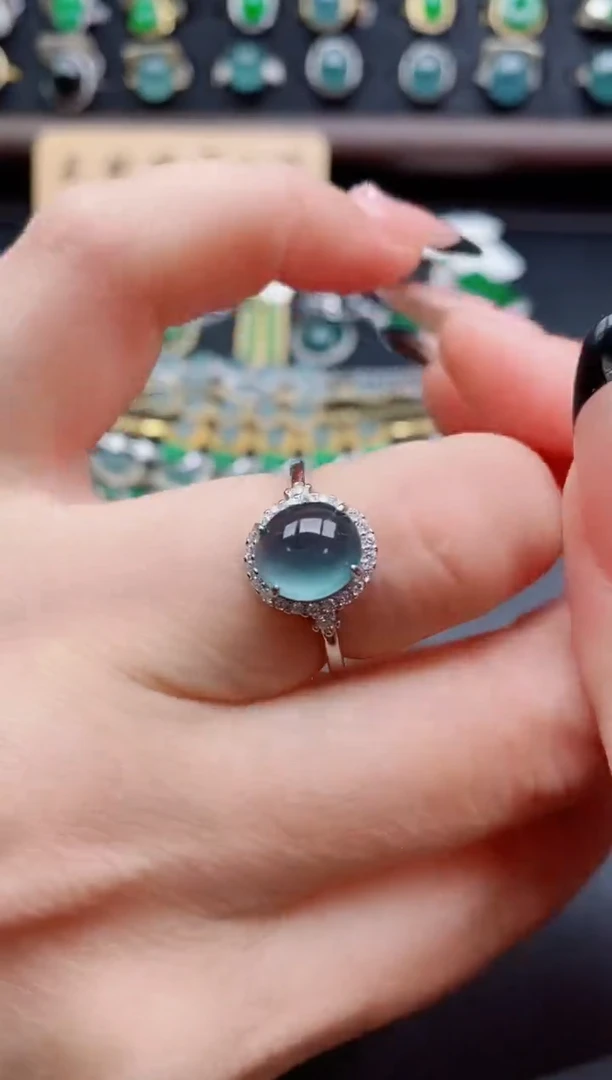 银S925镶嵌戒指翡翠1