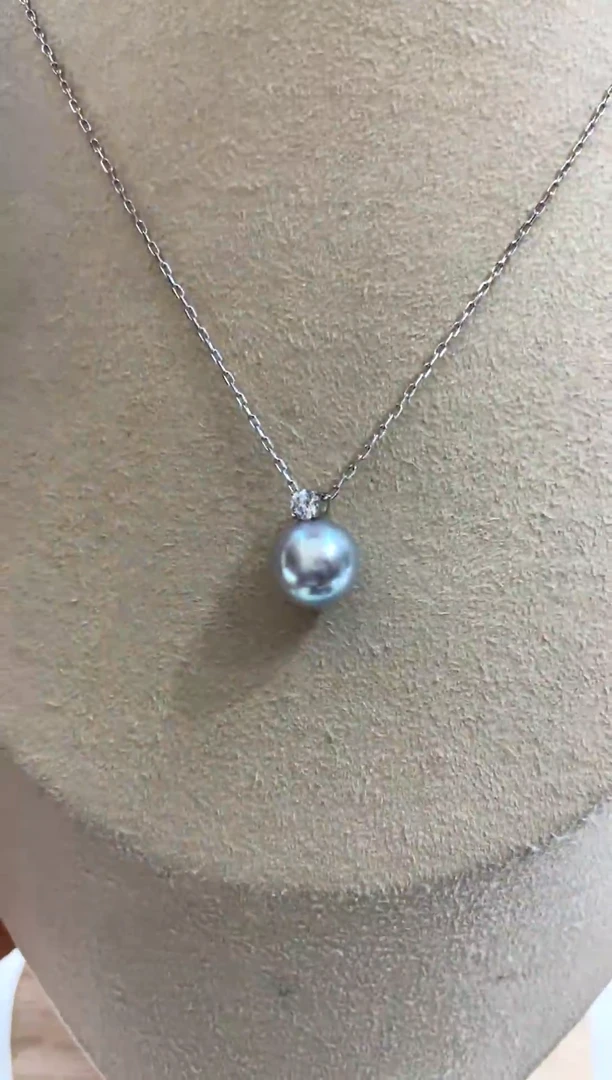 颈饰18K金镶嵌海水珍珠9-10