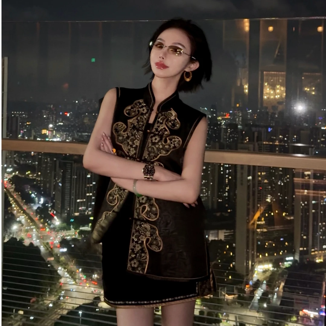 蘇格高定-【流凨】国风如意头无袖重工龟裂纹百搭新中式马甲上衣