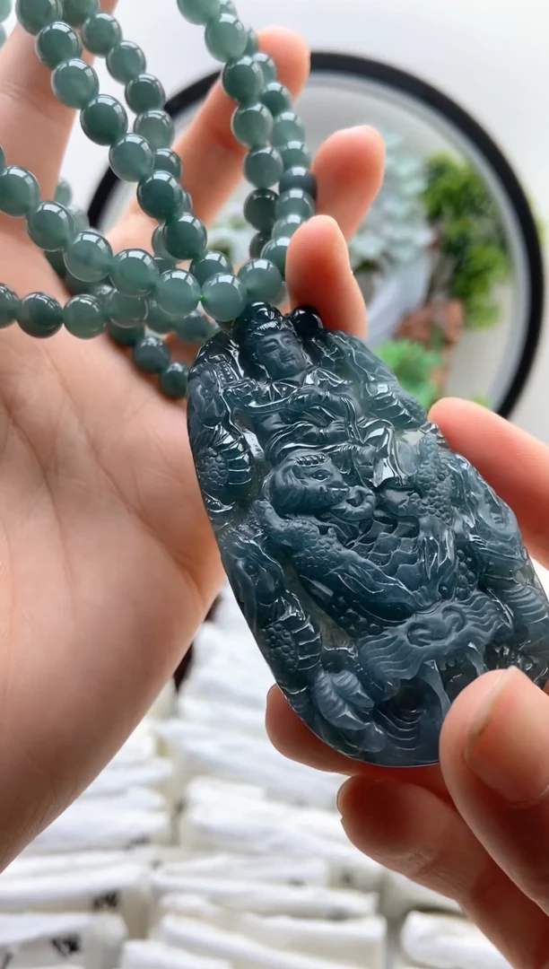 翡翠未镶嵌颈饰普贤家珠链