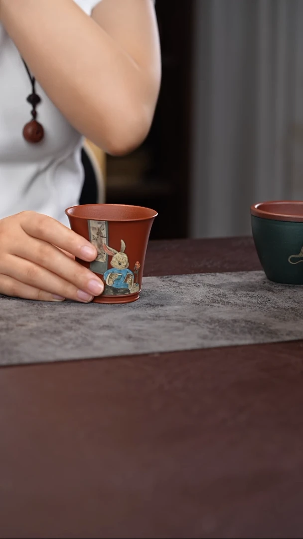 茶杯紫砂读书兔 主人杯