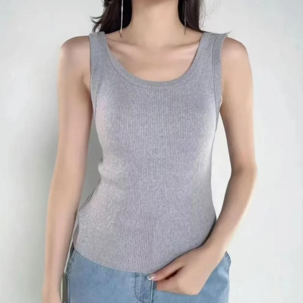 AMASS阿玛施早春时尚质感简约领羊毛保暖背心女修身百搭538074