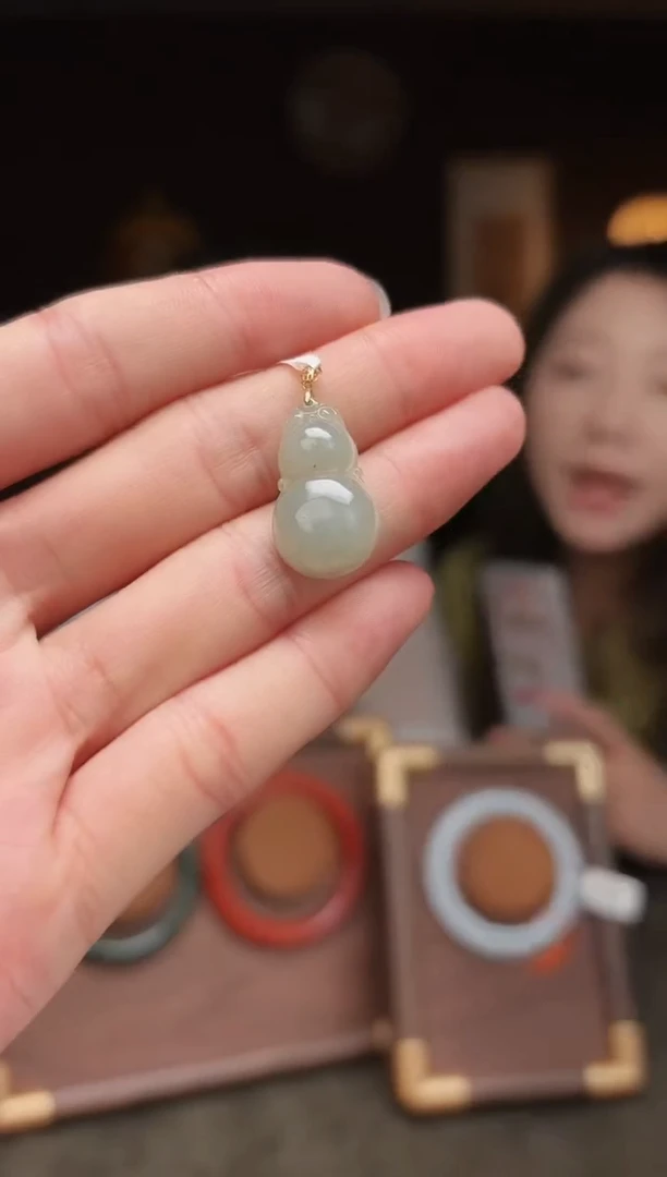 翡翠挂件18K金镶嵌5608-f011 葫芦