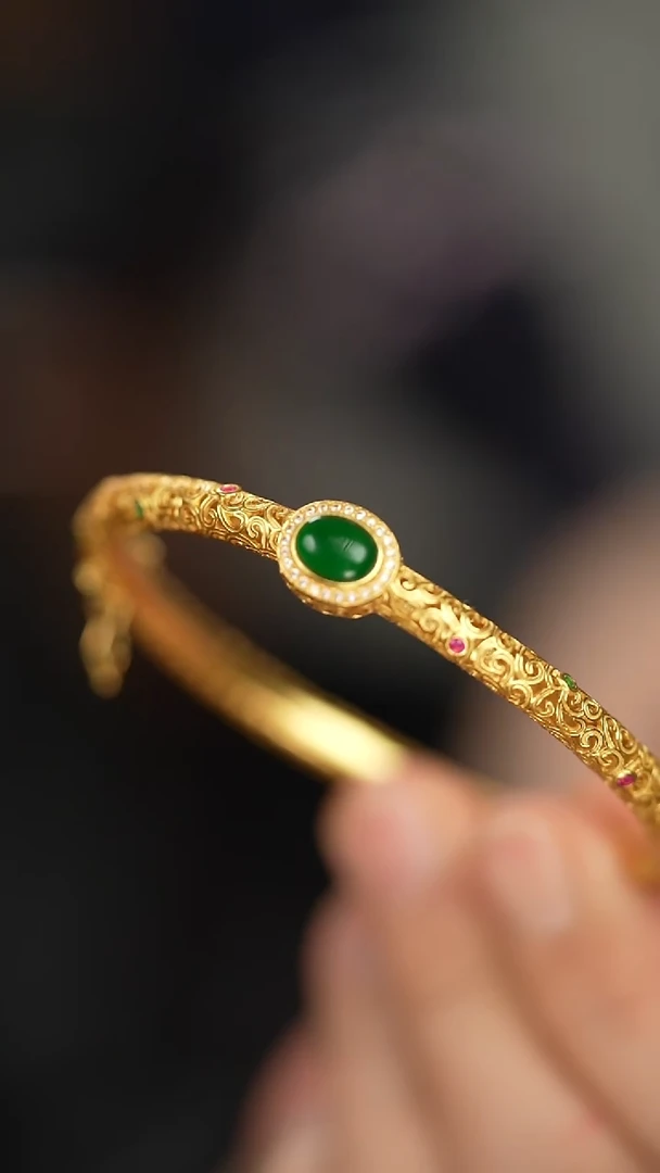 【闪购商品】翡翠手镯银S925镶嵌新款