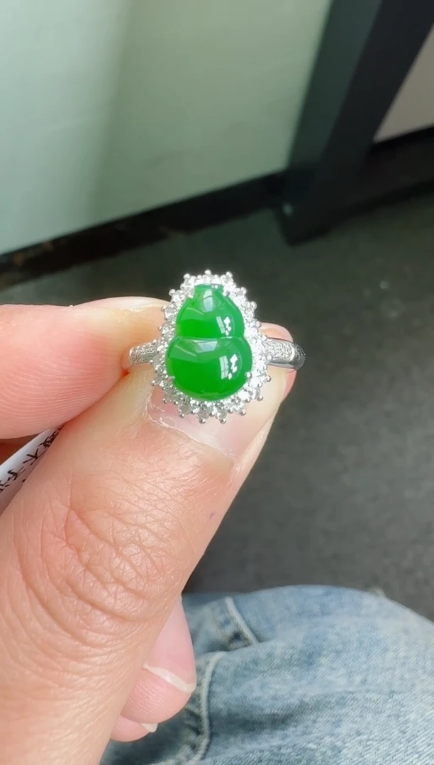 【闪购商品】翡翠戒指18K金镶嵌寄售回流，不退不换