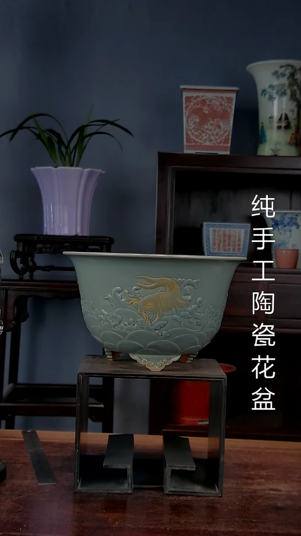 景德镇手工陶瓷花盆