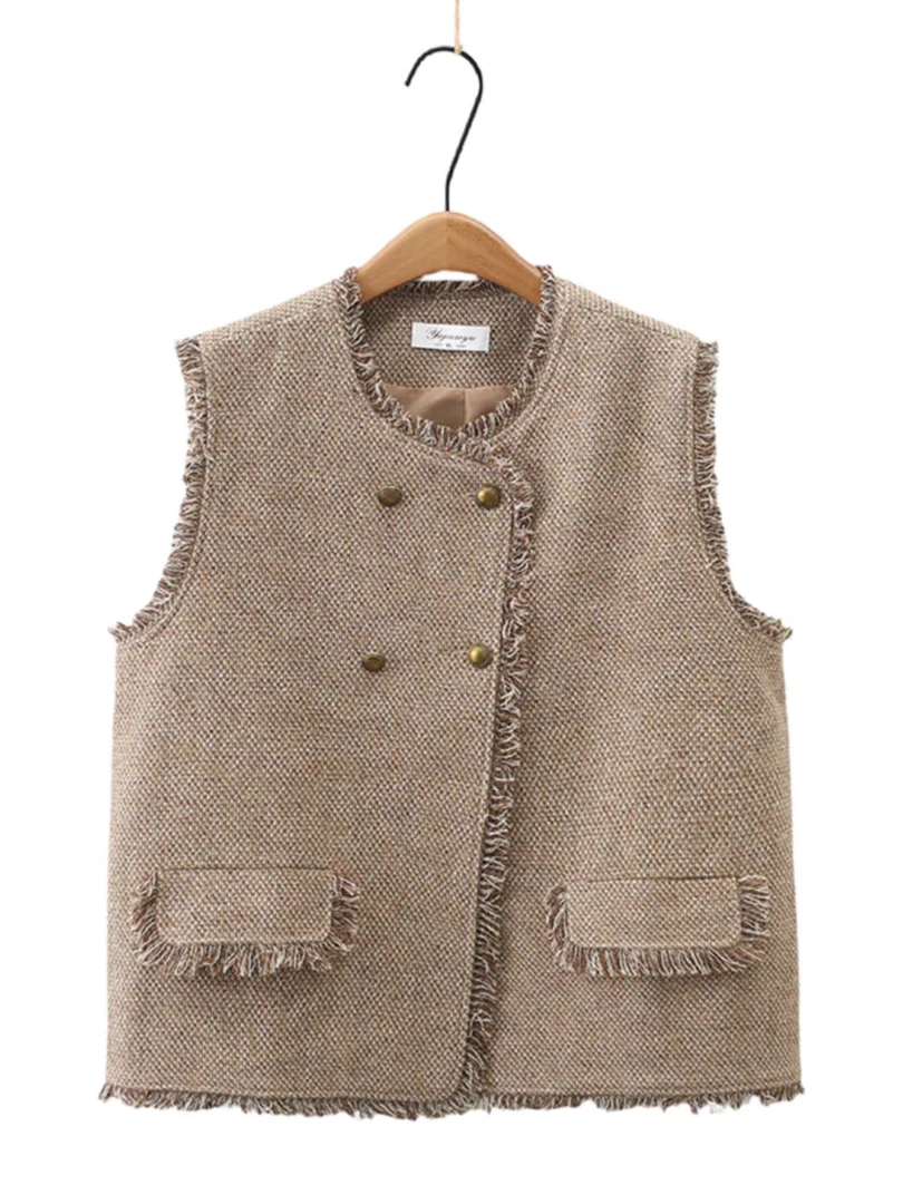 甜桃服饰2025新款马甲百搭时尚无袖韩版小香风复古气质宽松洋气