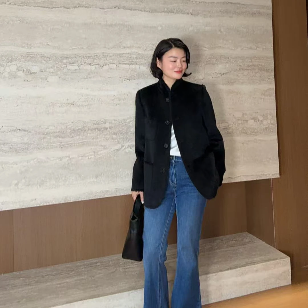 TANTAN 气质显瘦中式立领简约秋季羊毛外套3122