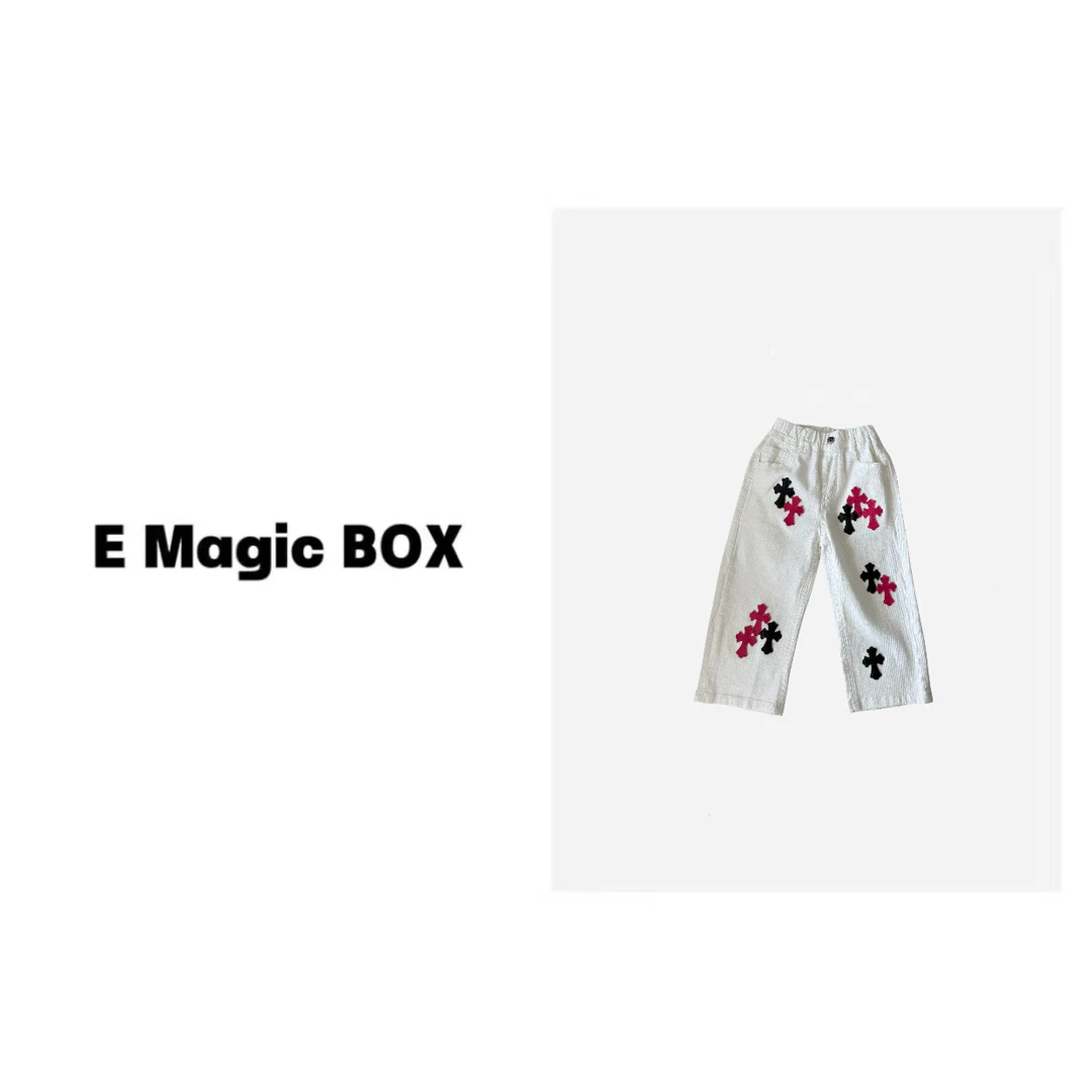 -潮牌童装定制“糖果彩标”儿童春秋牛仔裤C0493