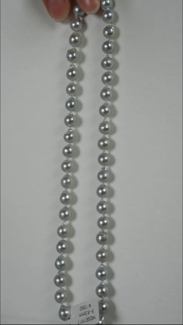 项链银S925镶嵌海水珍珠AK真多麻8-8.5mm