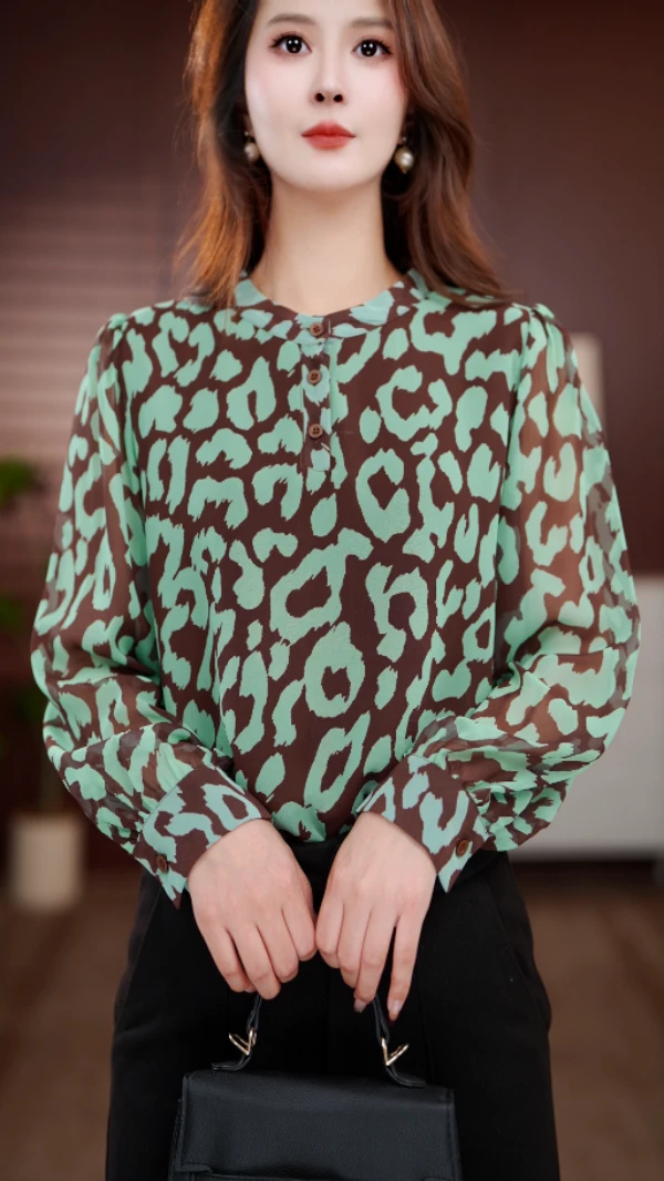 2025新款春意盎然气质圆领高端小衫套头衬衫时髦长袖上衣打底女