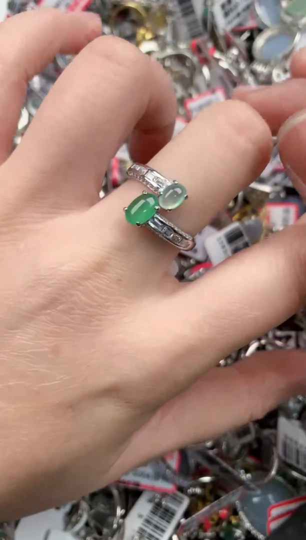 银S925镶嵌戒指翡翠10-10-10     4