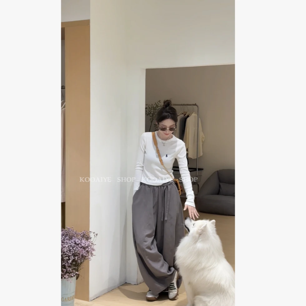 【亨利T】秋季新款韩系简约显瘦基础百搭建立刺绣长袖T