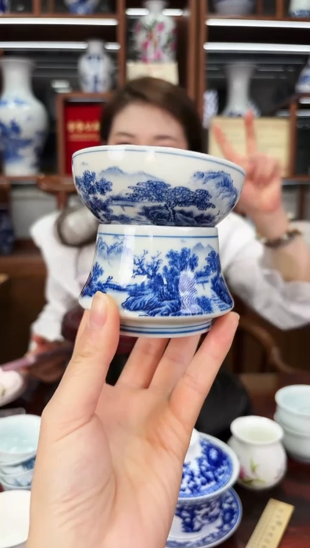 A33景德镇青花锦绣江南茶漏1只