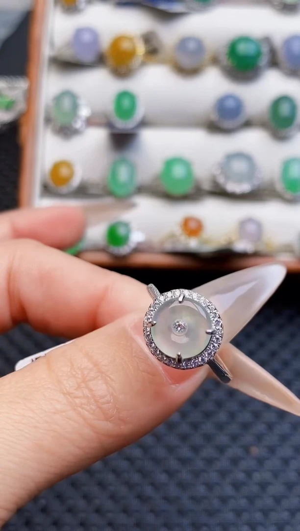 银S925镶嵌戒指翡翠5377