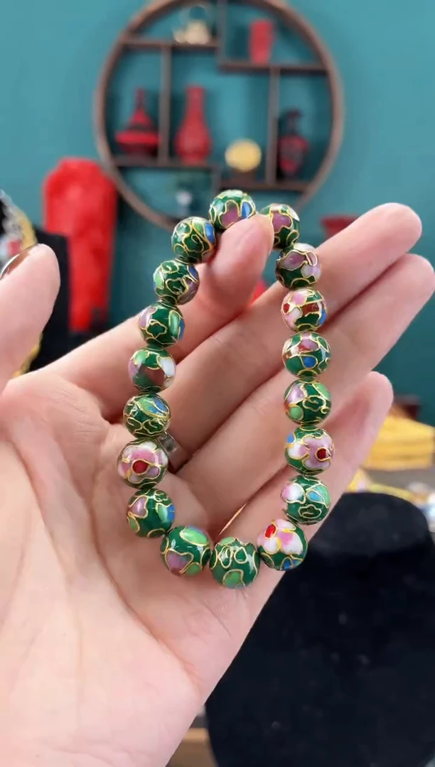 非遗手工景泰蓝手串1.0 绿色