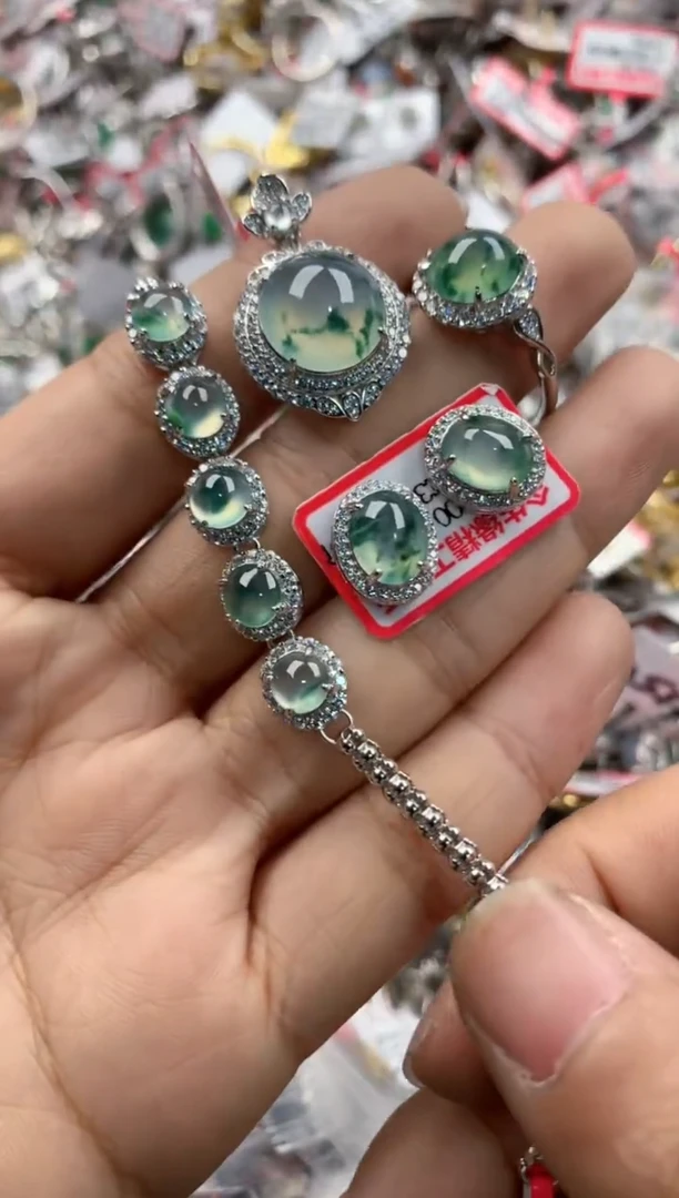 银S925镶嵌戒指翡翠11                  9