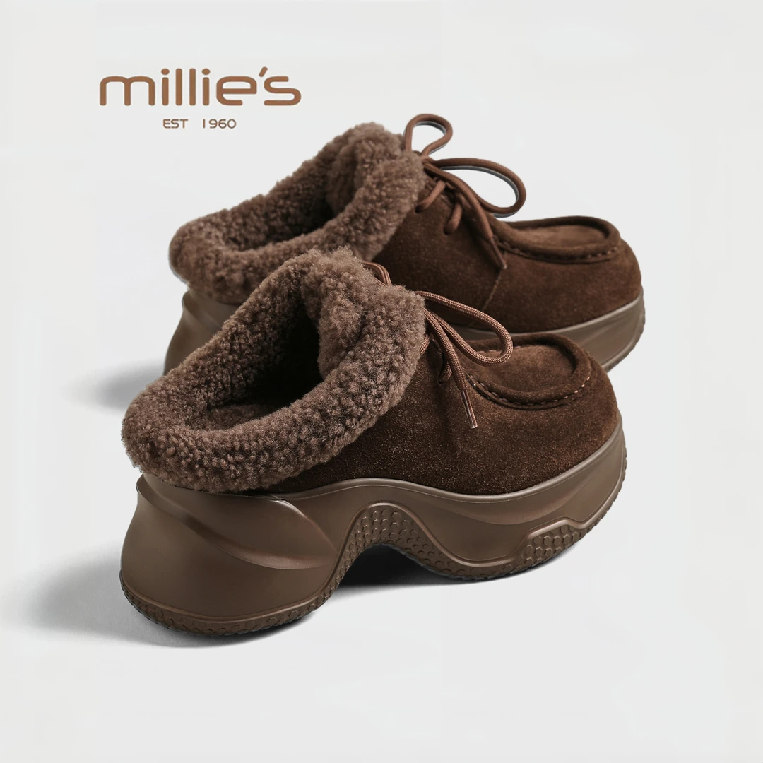 MILLIE'S/妙丽2025新款复古防滑百搭雪地靴鞋时尚潮流休闲雪地棉