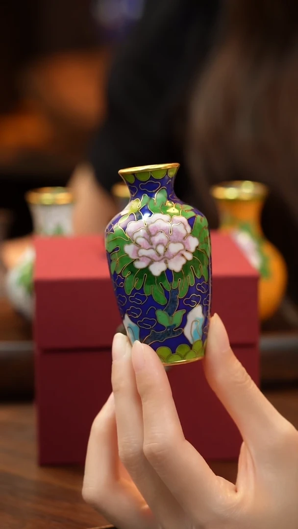 景泰蓝紫铜花瓶 含底座顺丰包邮